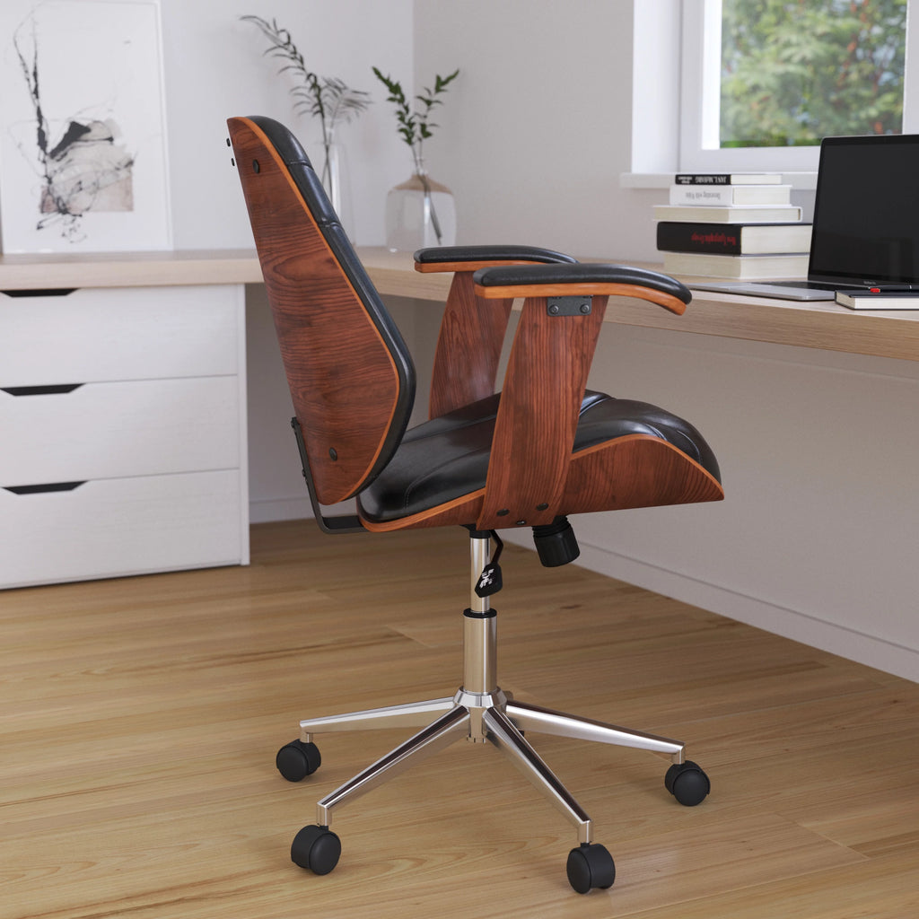 Black Faux Leather Ergonomic Office Chair J56304