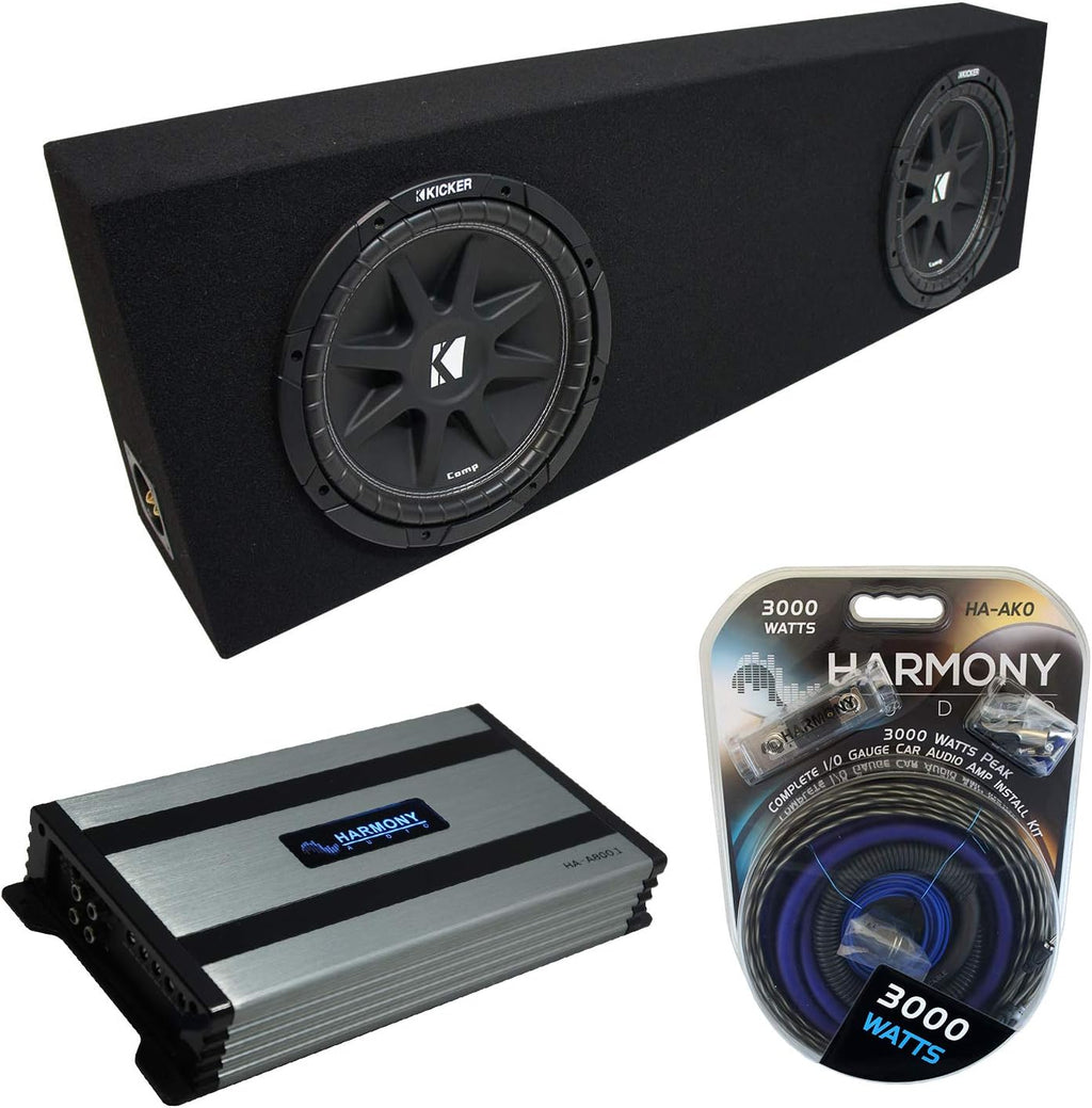 Dual 12 Loaded Sub Box Bundle with Amp & Install Kit K81636