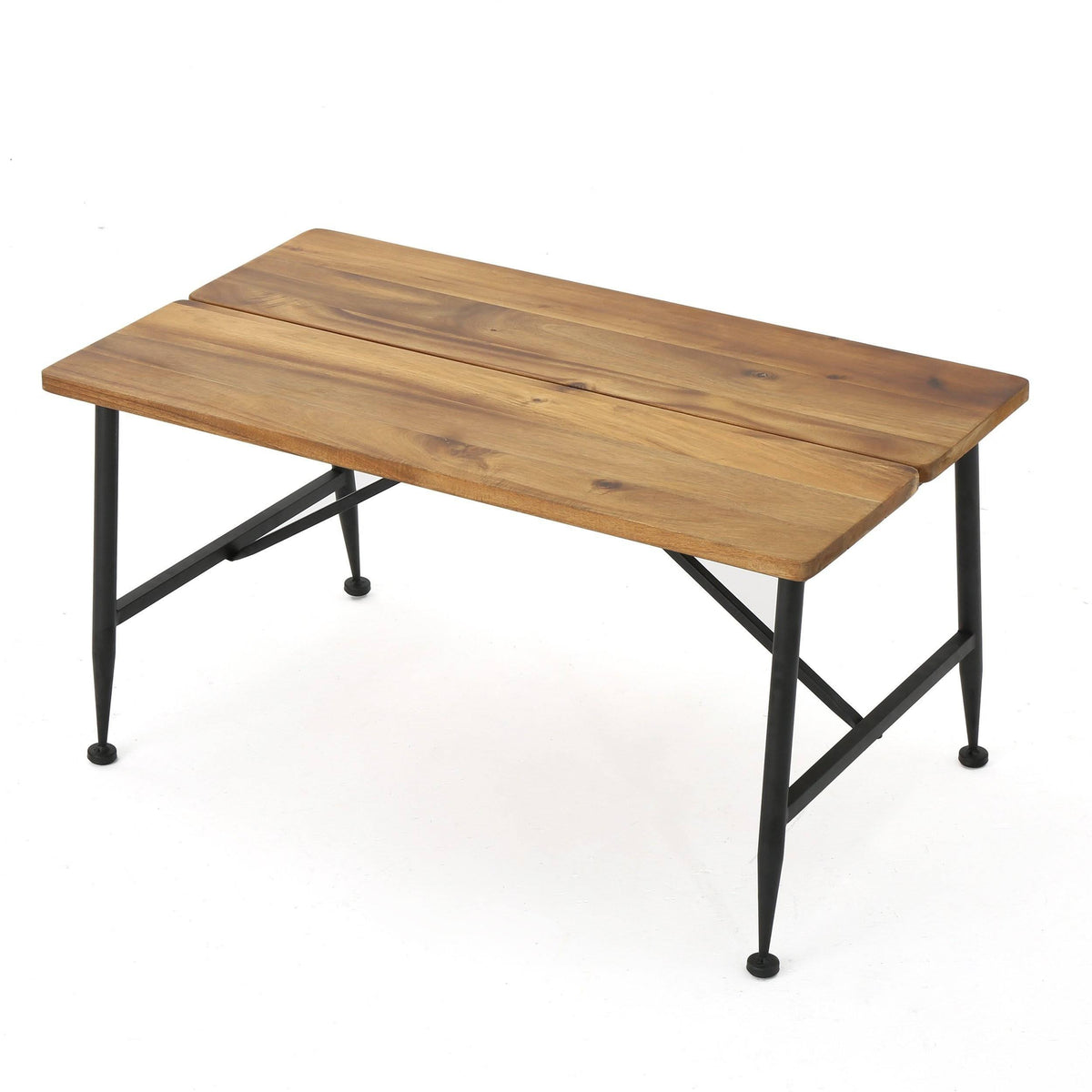 Rustic Industrial Acacia Wood Coffee Table with Metal Frame P65797