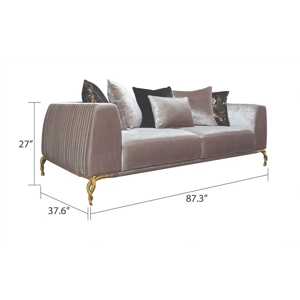 Ivory Velvet 2PC Living Room Set with Wood R3759