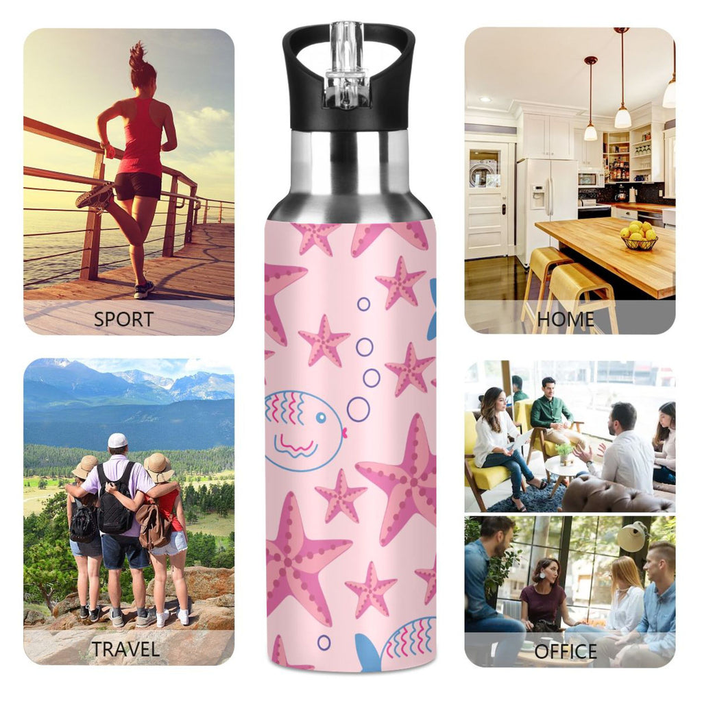Stainless Steel Insulated Thermos Vacuum Flask Water Bottle with Straw Lid V9613
