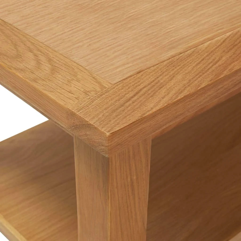 Solid Oak Wood Coffee Table Brown Dark Rectangular 35.4"x17.7"x15.7" P152