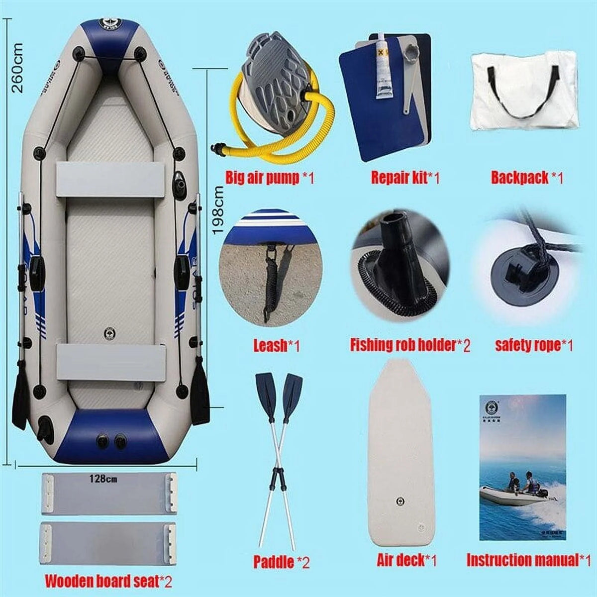 3 Person PVC Inflatable Boat Set I35637