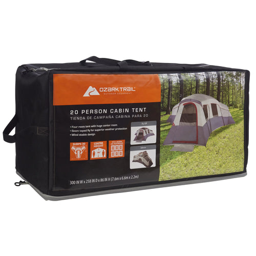 20-Person 4-Room Cabin Tent with 3 Separate Entrances G36212