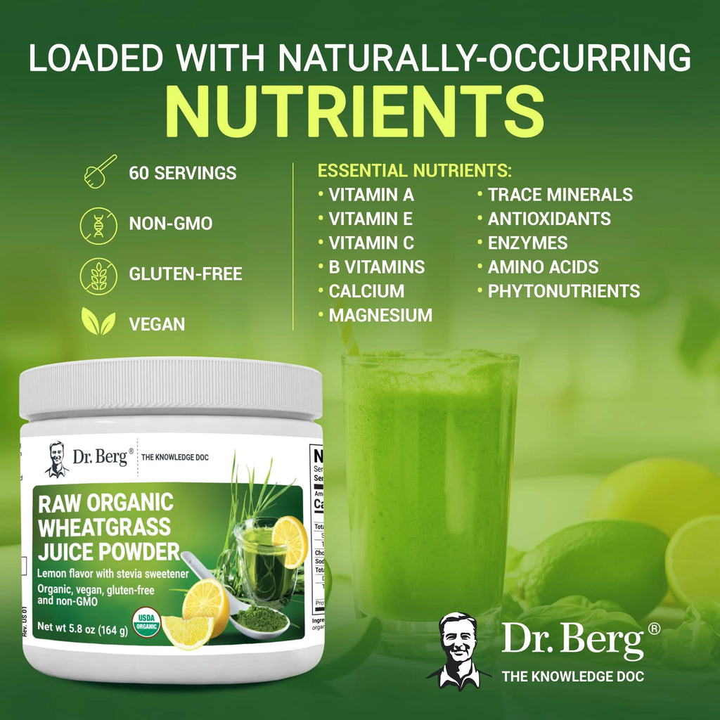 Organic Wheatgrass Raw Juice Powder, Lemon Flavor, 164g V57746