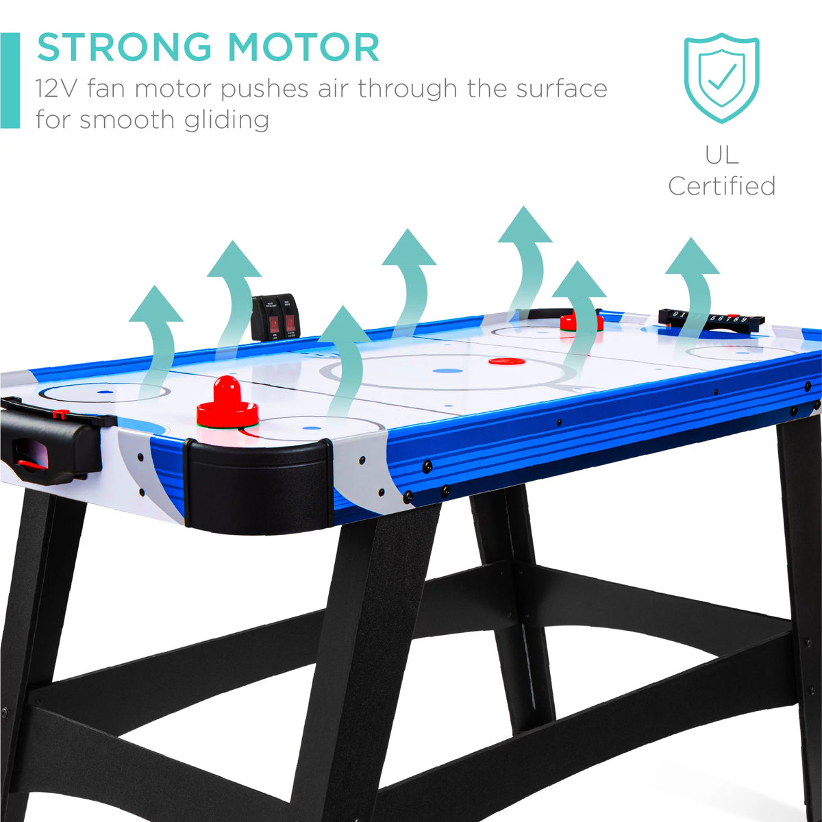 58in Mid-Size Air Hockey Table with 2 Pucks, 2 Pushers, LED Score Board, 12V Motor M58579