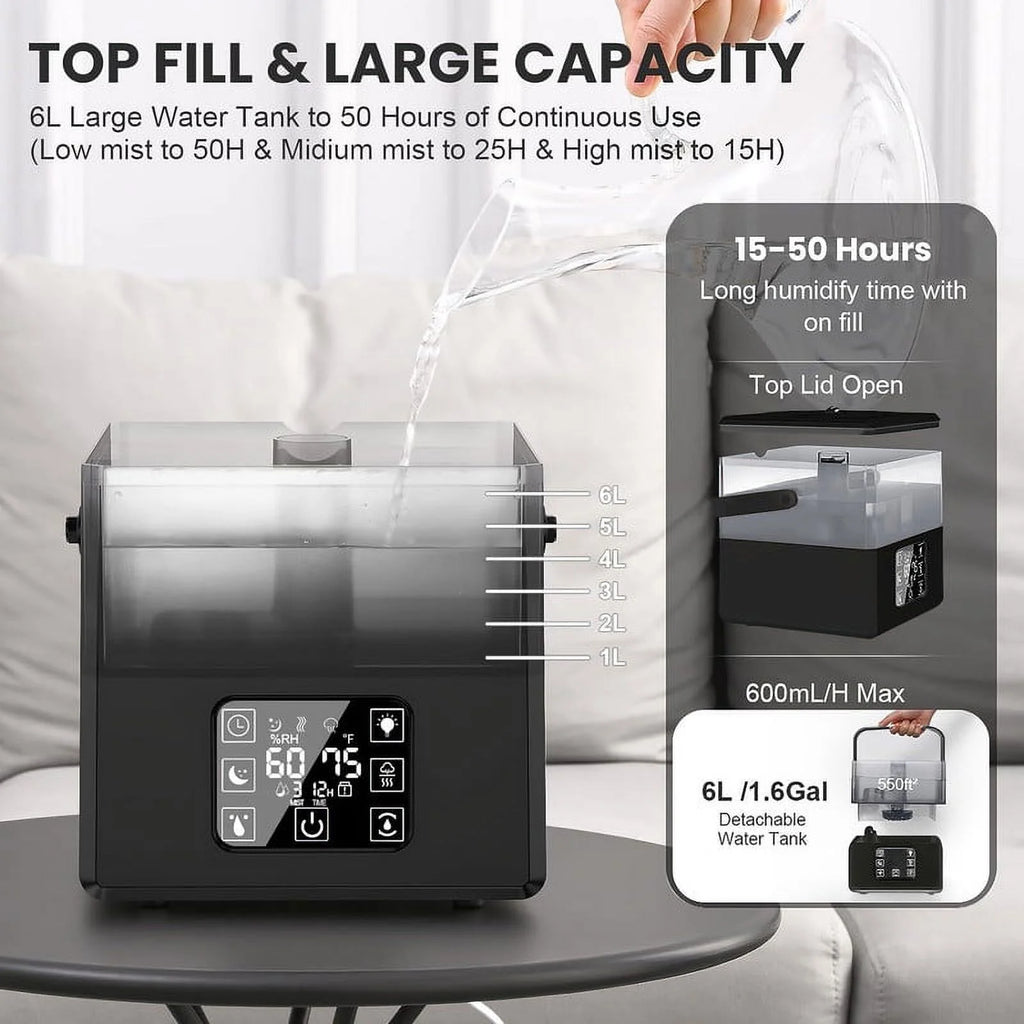 Black Warm & Cool Mist Humidifier with Remote Control P56068