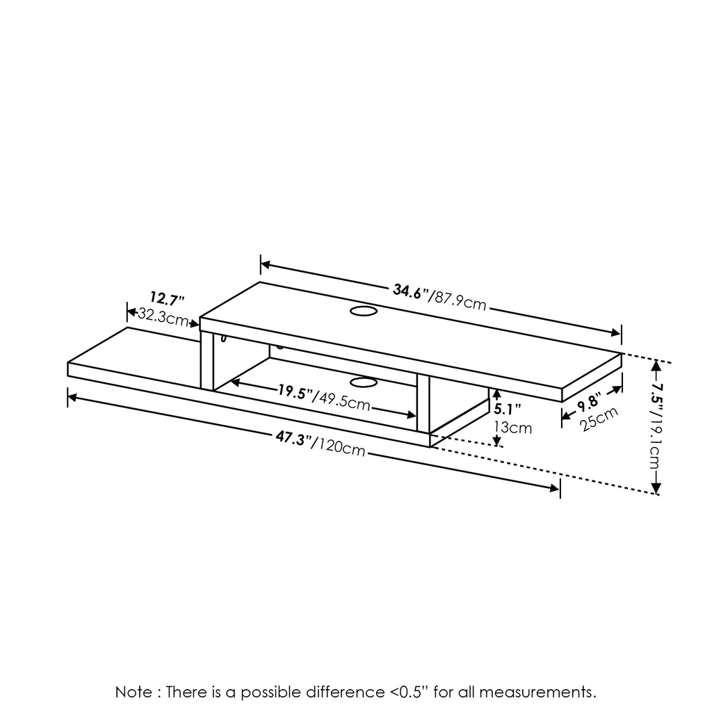 47 Inch Wall Mounted Floating Media Console V63408