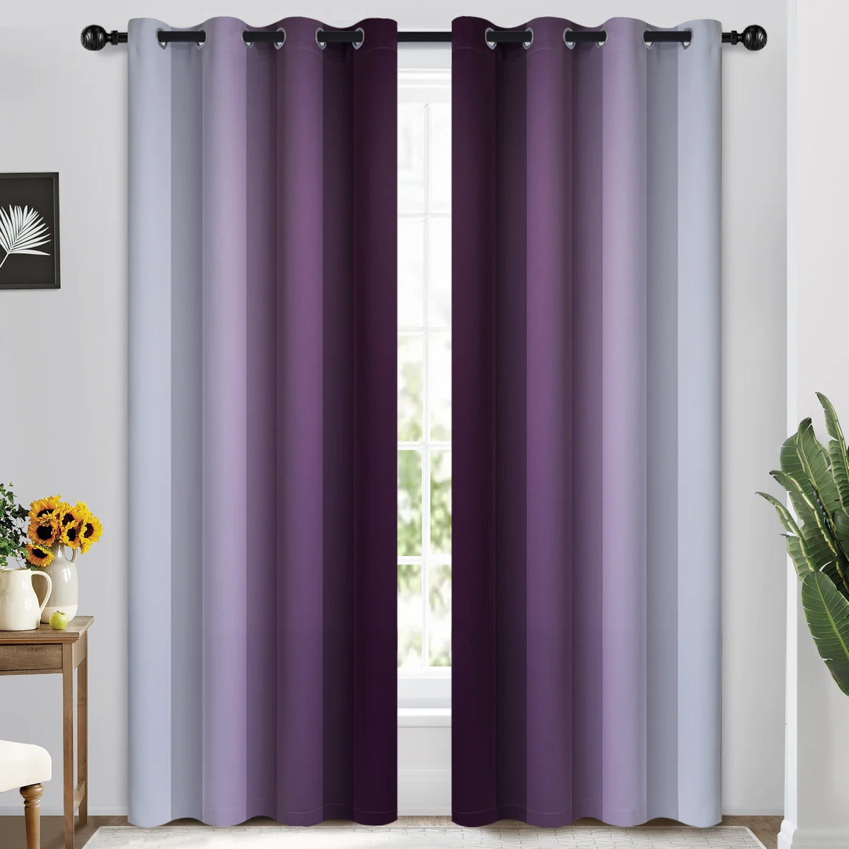 Purple Blackout Ombre Curtains, 52x84 inches, 2 Panels Q68625