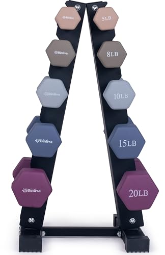 Neoprene Coated Hex Dumbbell Set with Rack 1-20 LBs W493259