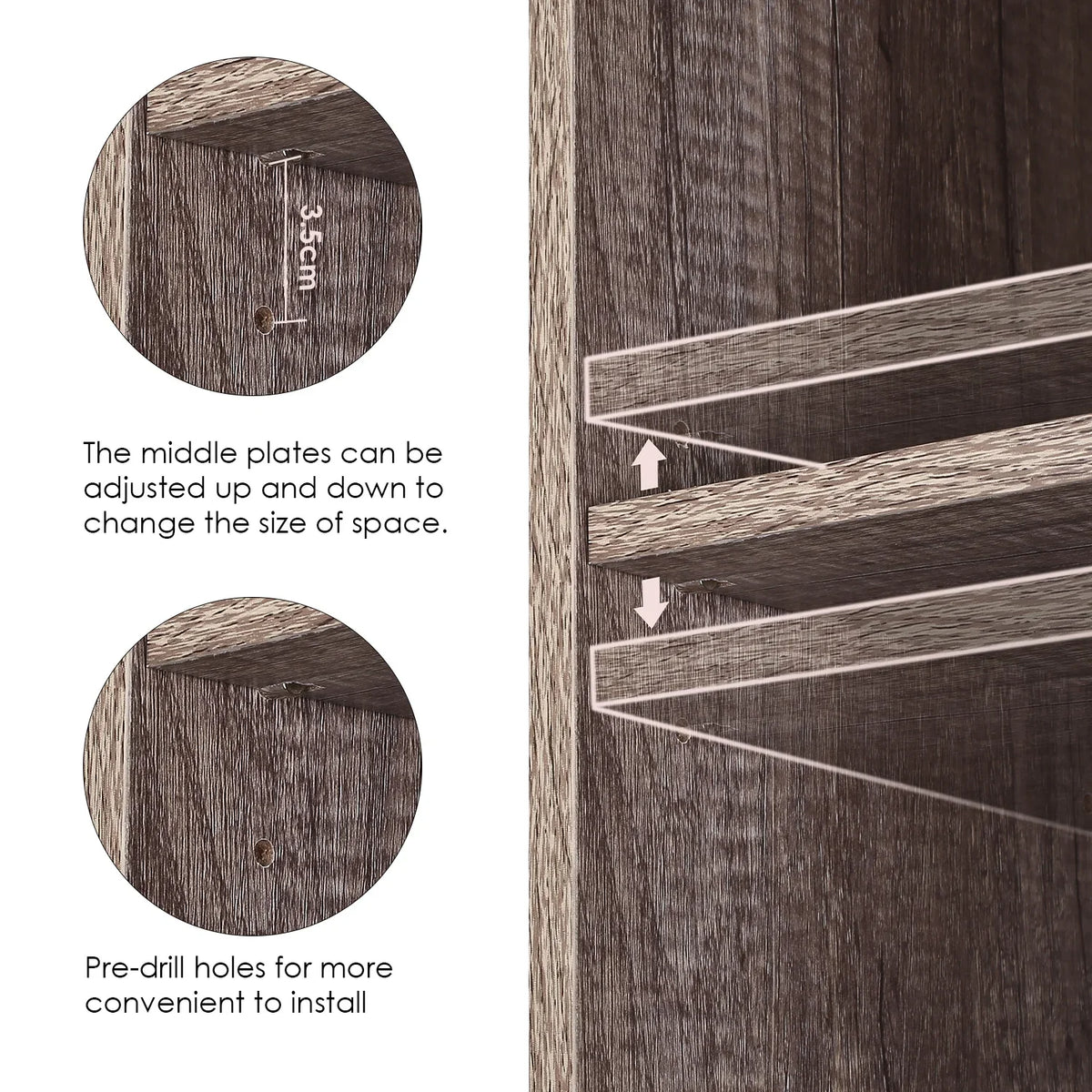 Dark Oak 8 Shelves Narrow Bookcase E94240