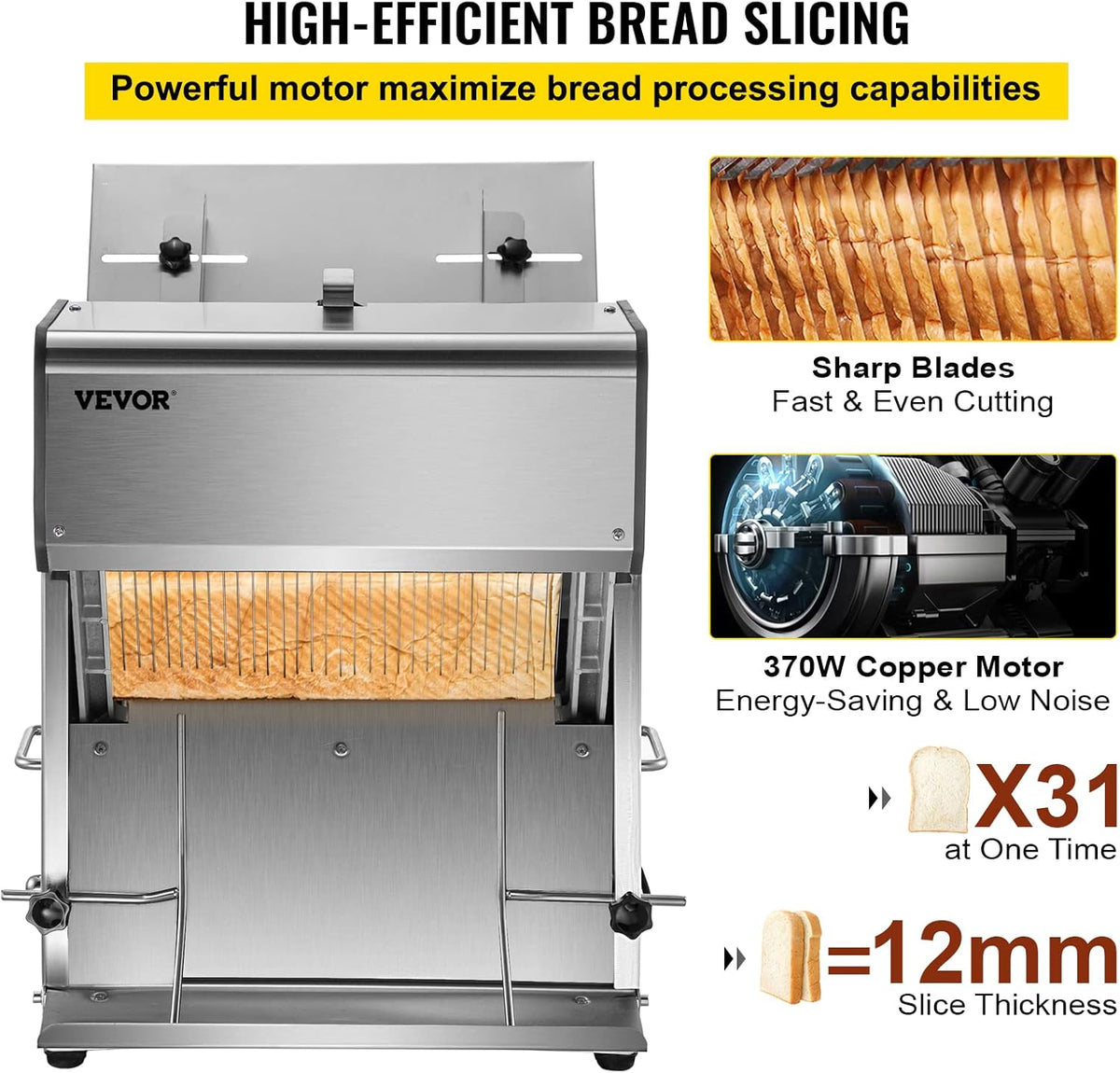 12mm Electric Bread Slicer 31PCS 110V Bread Cutter E451699