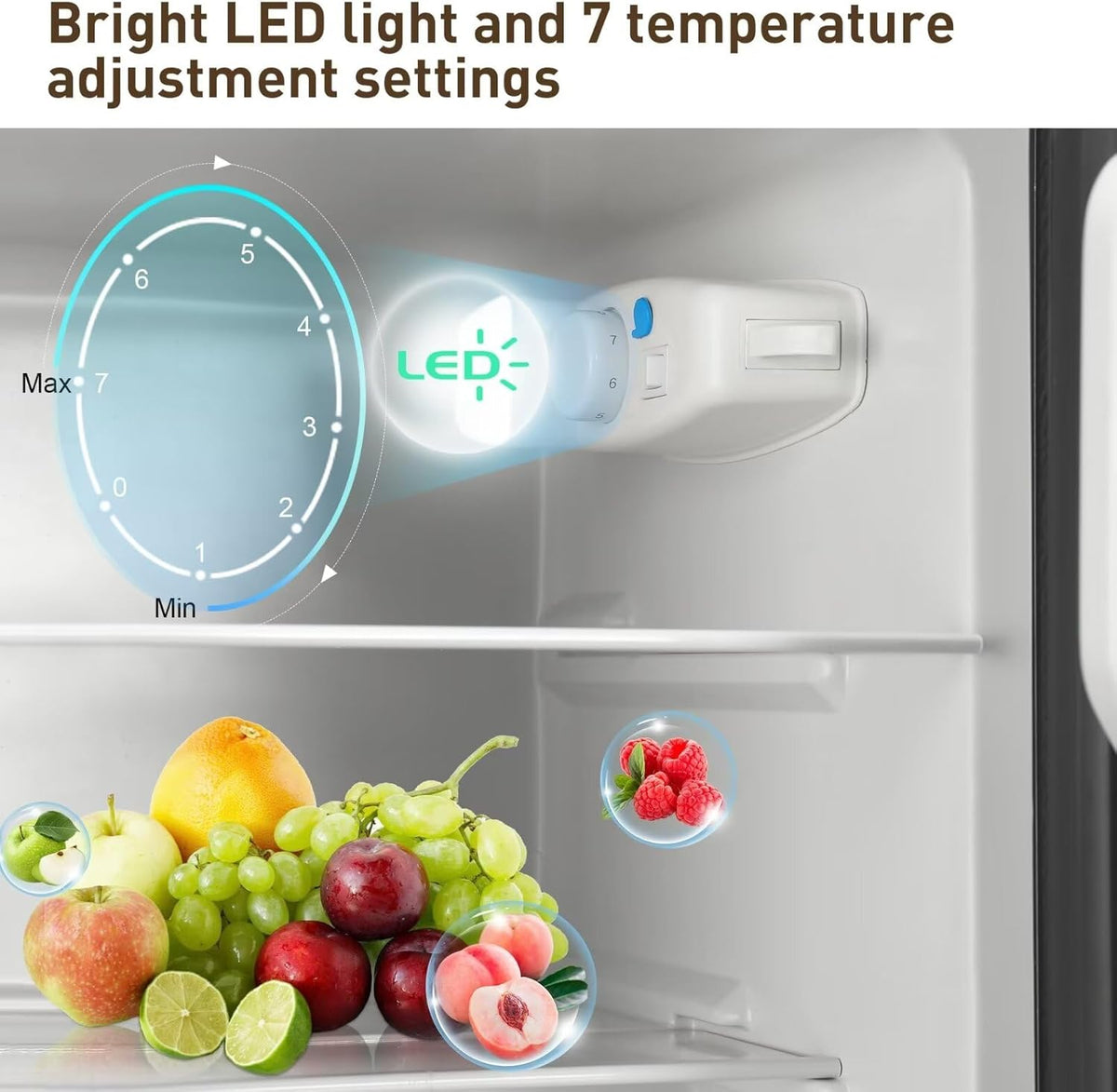 Compact Refrigerator, 3.5 Cu.Ft Double Door Fridge with 7 Level Adjustable Thermostat W926830