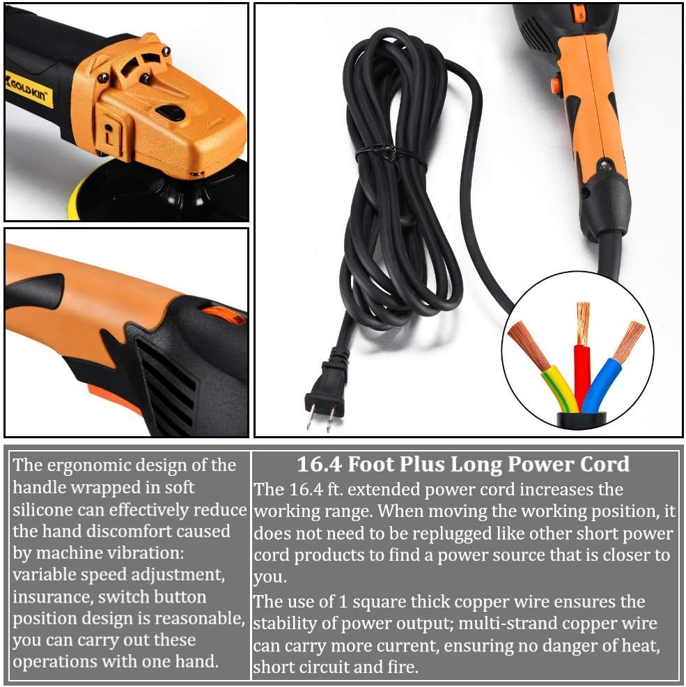 1400W 6-Speed Variable Speed Rotary Orbital Polisher R12192