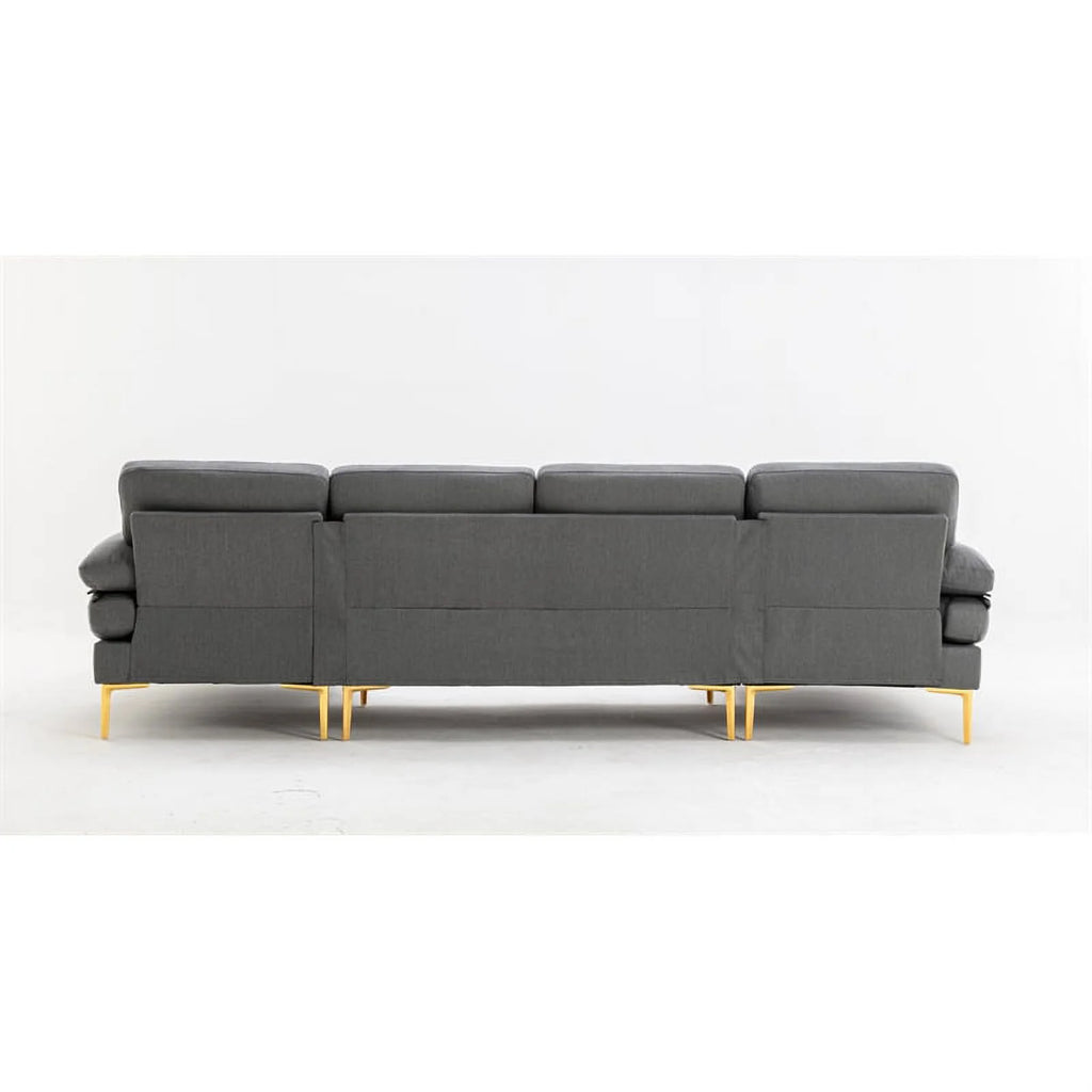 Gray Fabric Linen Blend Sectional Sofa with Chaise L767