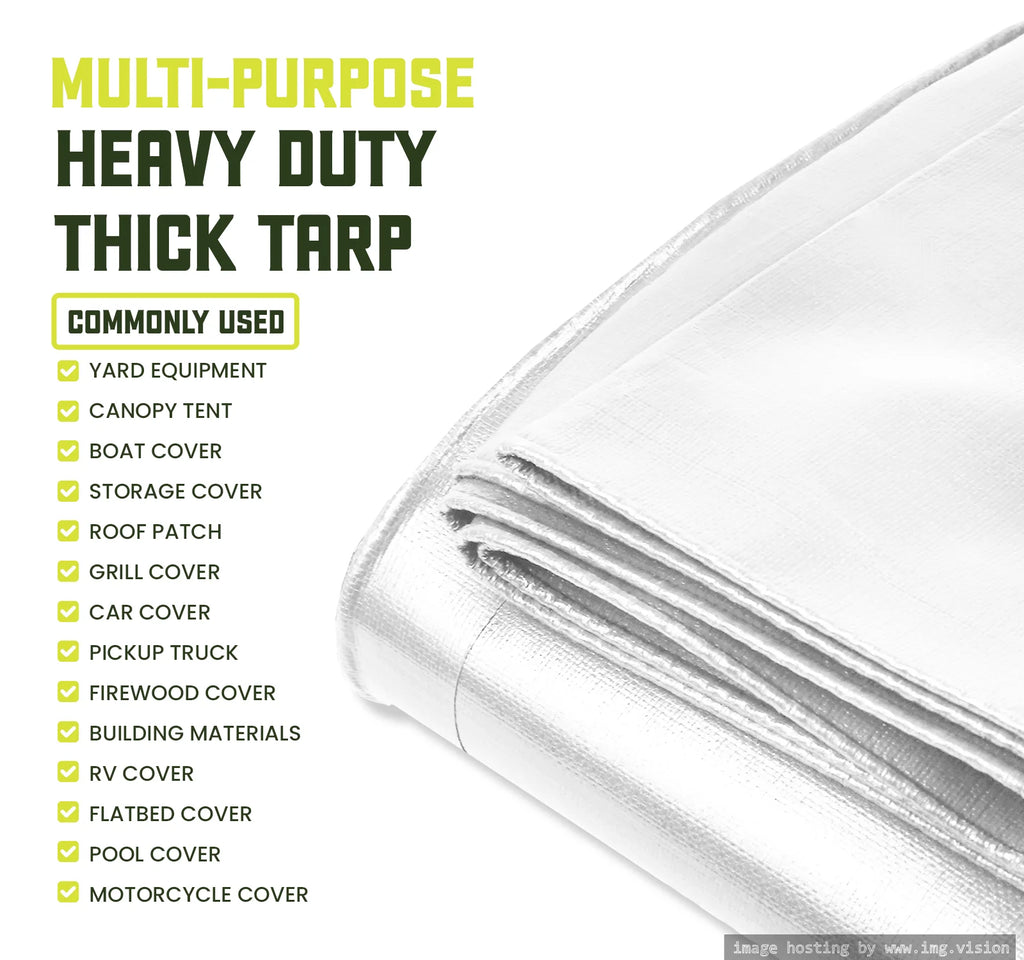 White 8 Mil Heavy Duty Waterproof Tarp 20′ X 35′Ft C63631