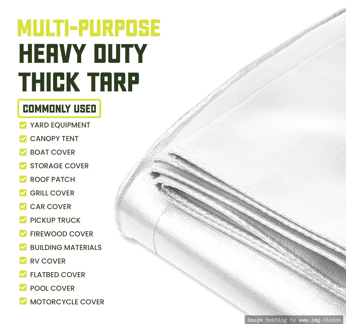 White 8 Mil Heavy Duty Waterproof Tarp 20′ X 35′Ft C63631