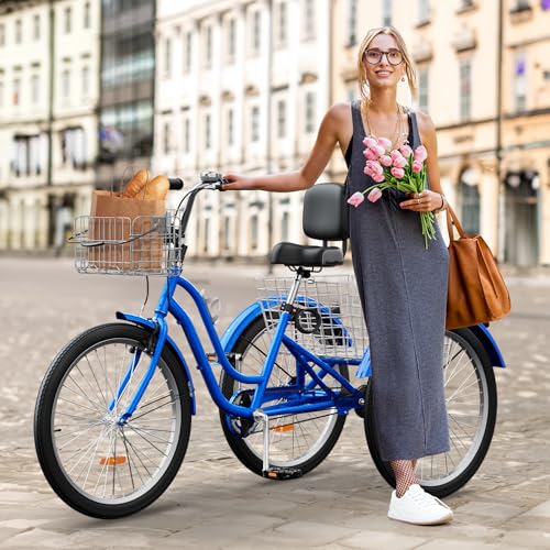 24 & 26 Inch 3-Wheel Adult Tricycle with Front and Rear Baskets N14110