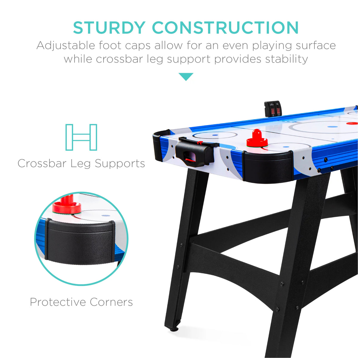 58in Mid-Size Air Hockey Table with 2 Pucks, 2 Pushers, LED Score Board, 12V Motor M58579
