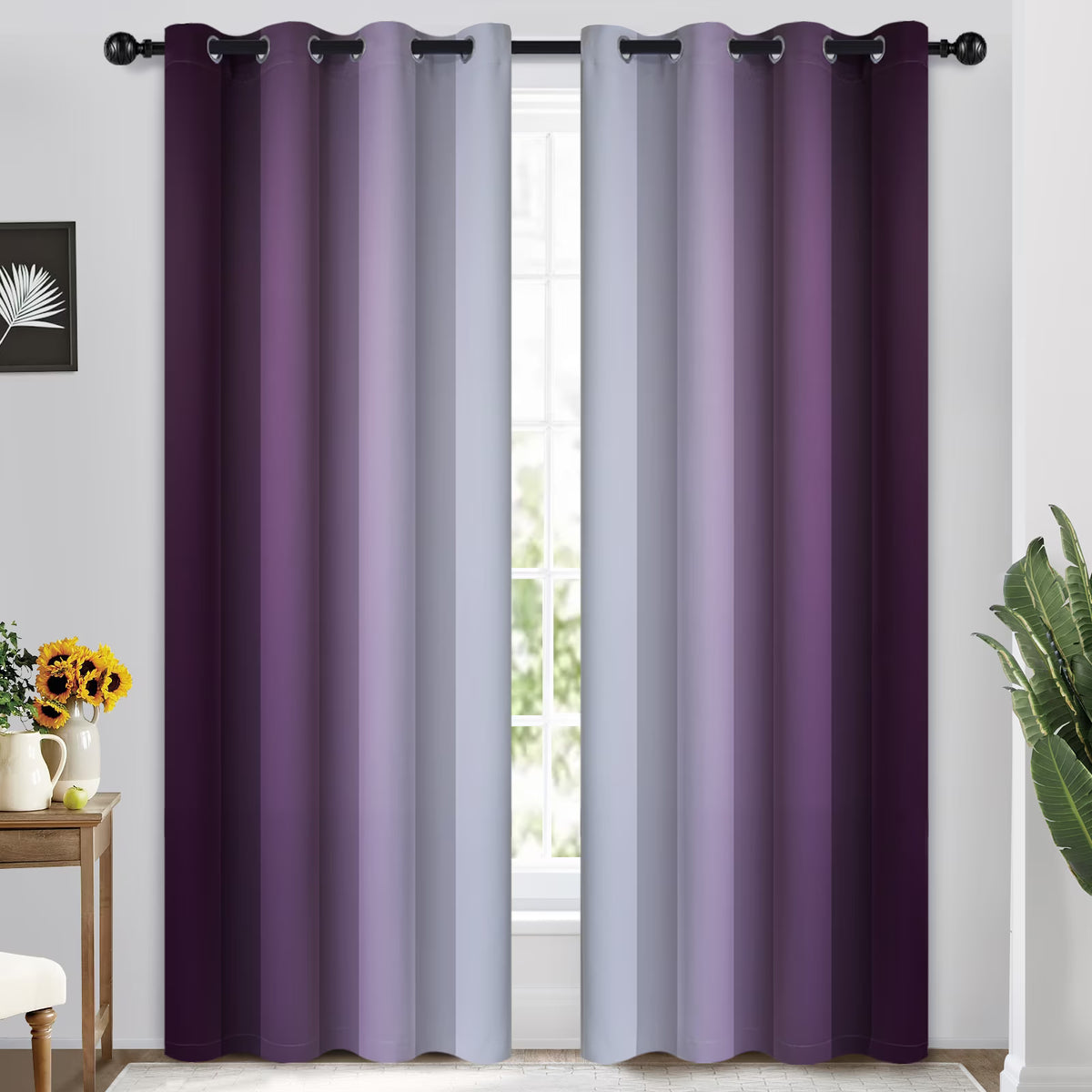 Purple Blackout Ombre Curtains, 52x84 inches, 2 Panels Q68625