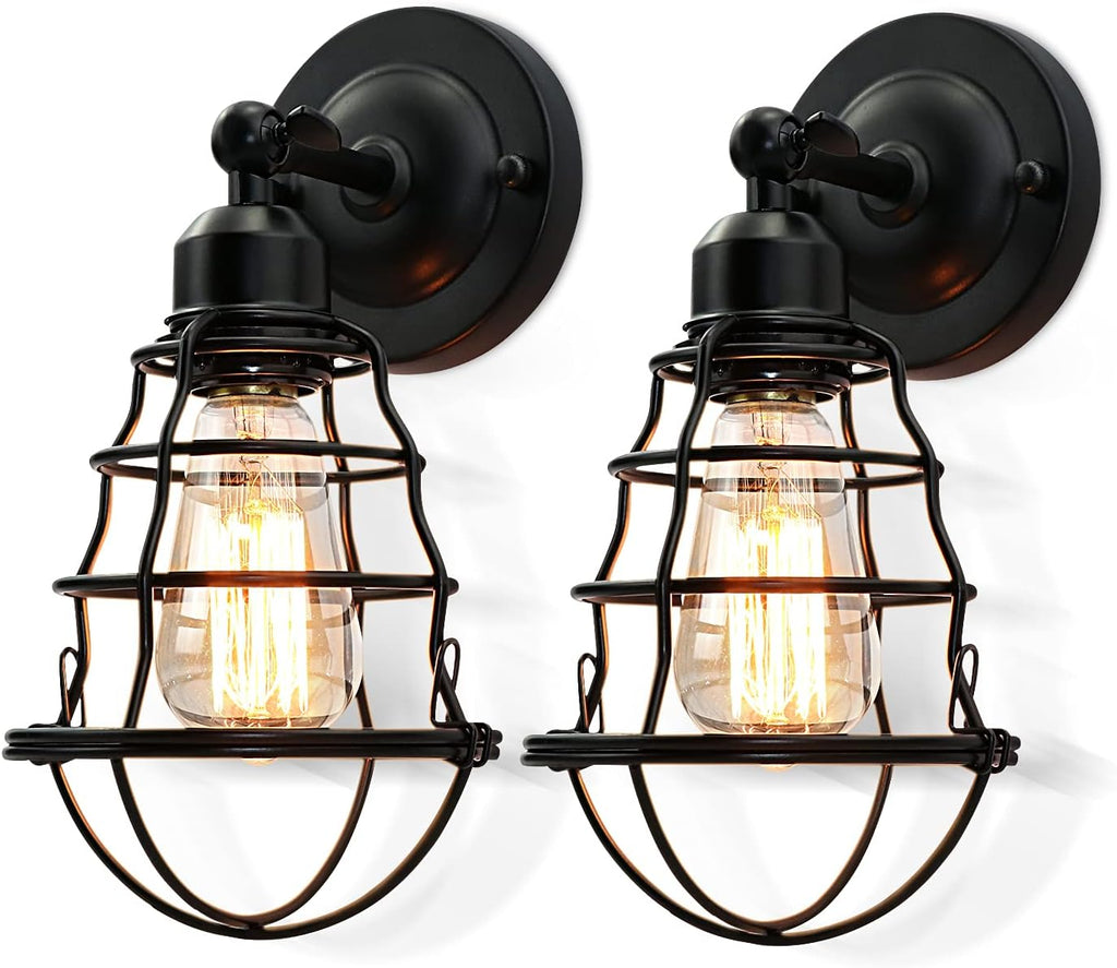 Black Wire Cage Wall Sconce 2pack O99370