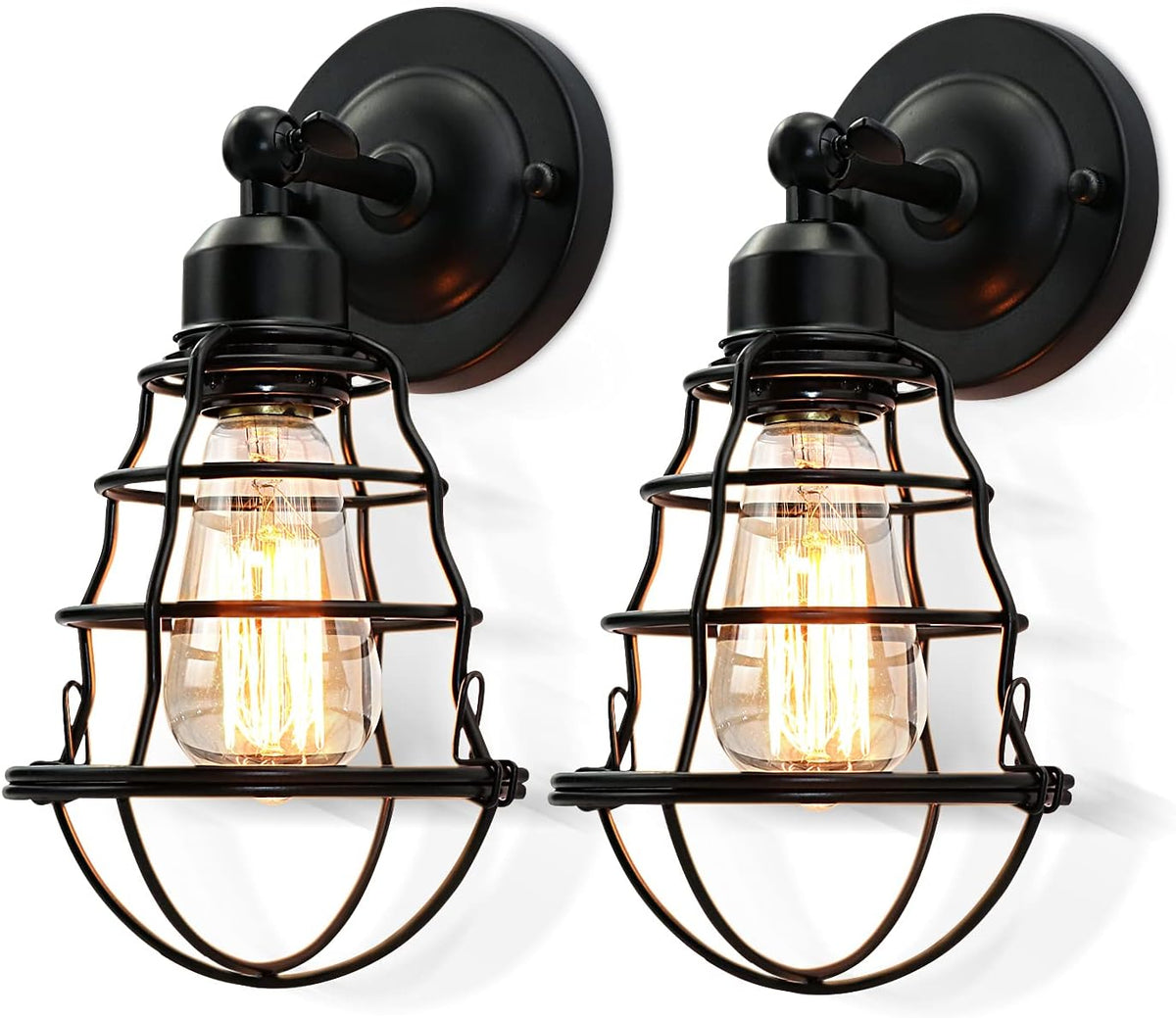 Black Wire Cage Wall Sconce 2pack O99370