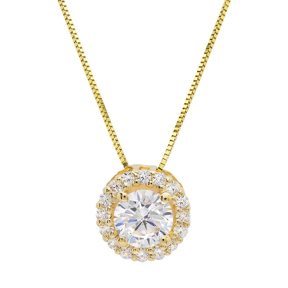 18k Yellow Gold Swiss Blue Topaz Pendant with Gold Chain S165