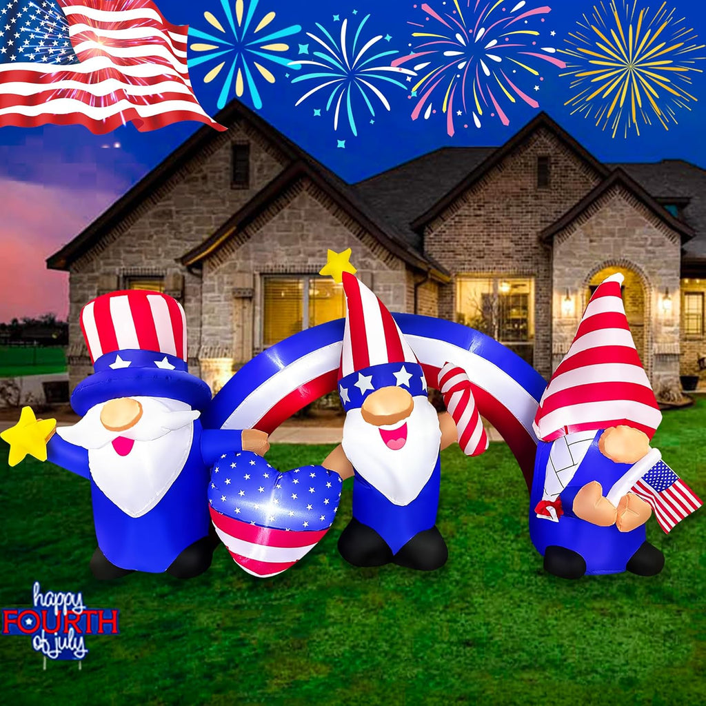 7 FT Inflatable 3 Gnomes with Archway Decorations C8497
