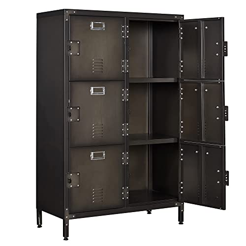Metal Storage Locker 47" Steel 6 Door Lockable Adjustable Feet Cabinets W215911