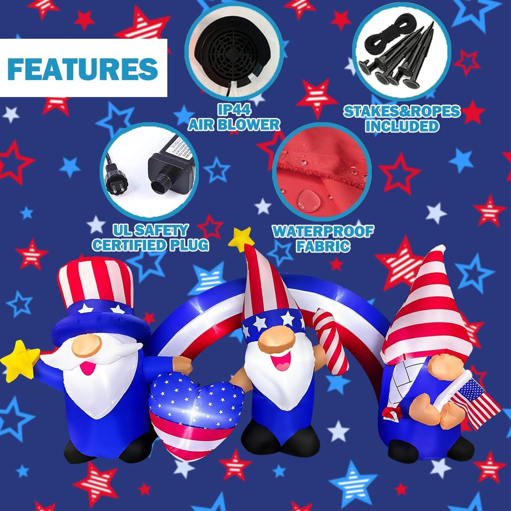7 FT Inflatable 3 Gnomes with Archway Decorations C8497