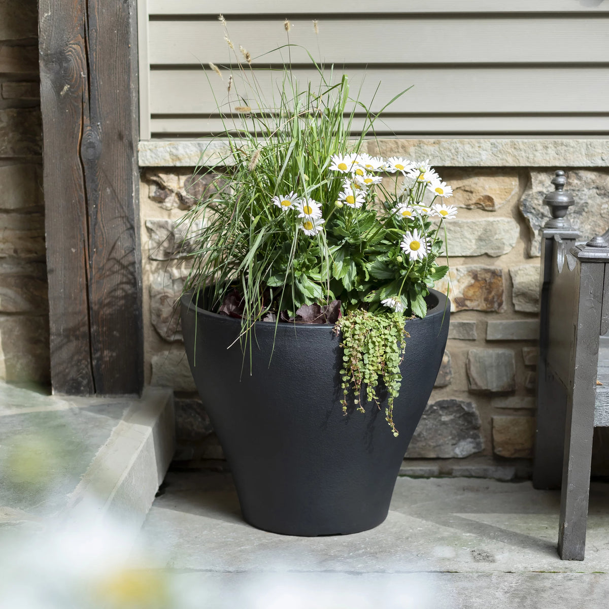 Dark Cedar Round Indoor Outdoor Plastic Planter and Pot I756