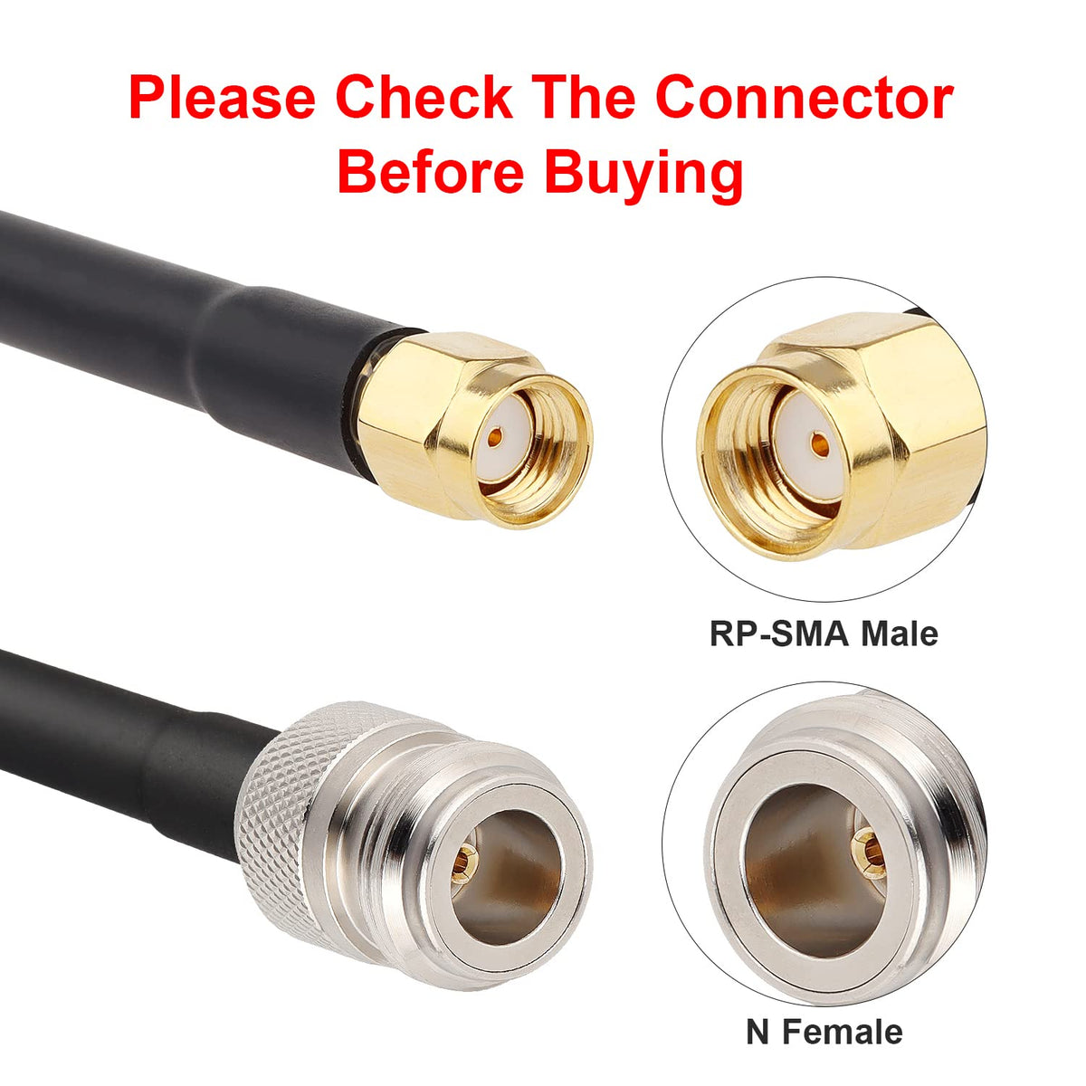 35FT N Type Female to RP-SMA Male Cable, Pack of 2 X8576