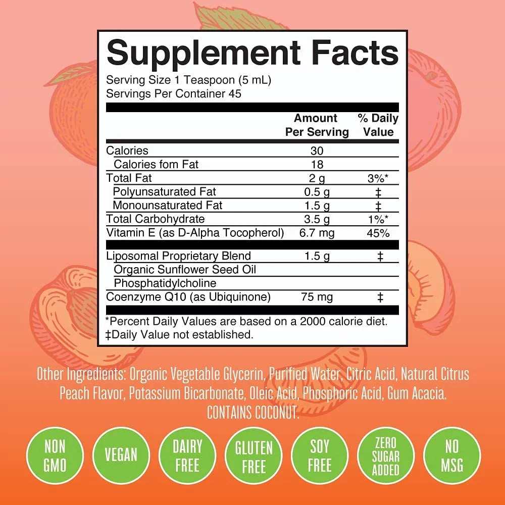 CoQ10 Liposomal Citrus Peach Flavor 7.6 fl oz V4397