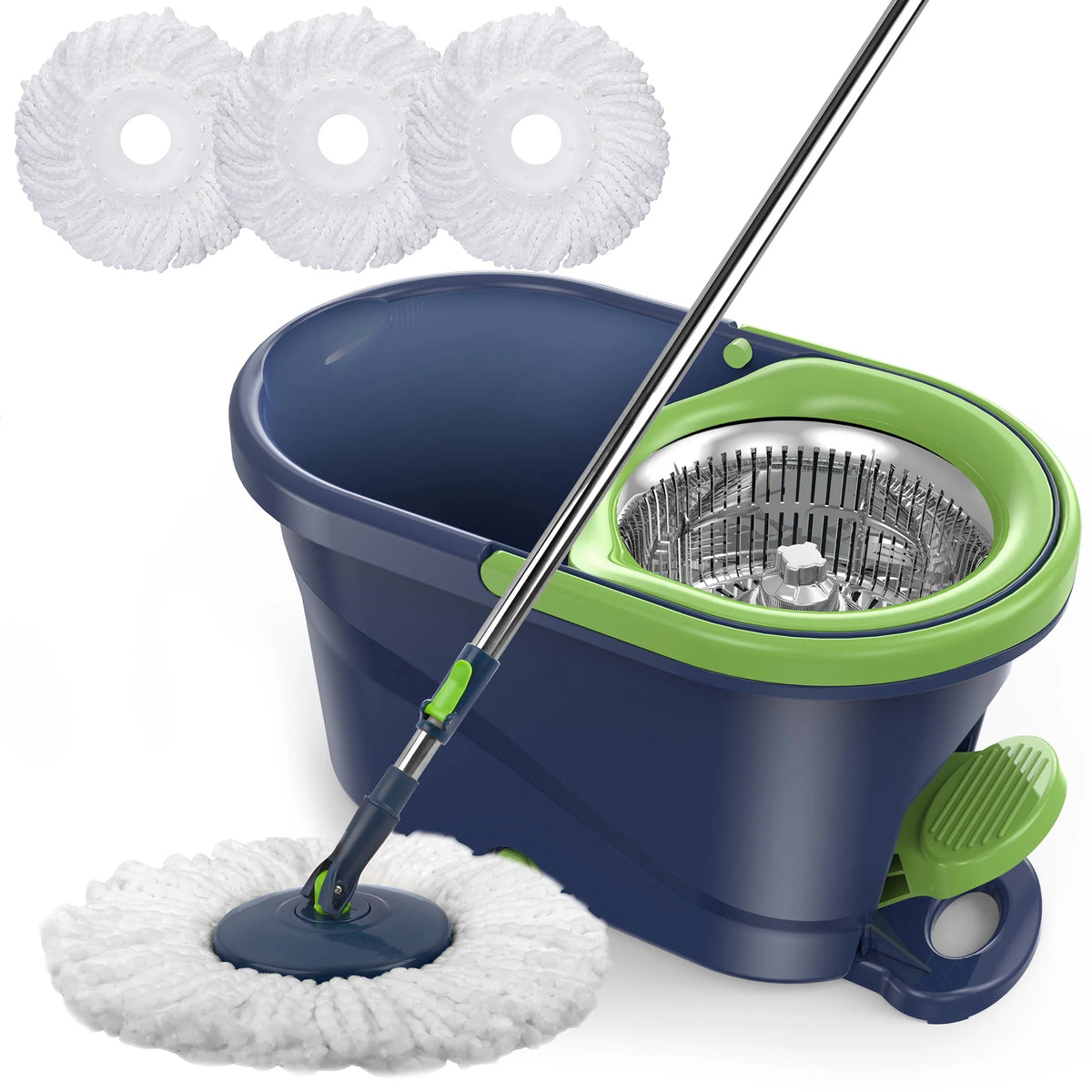 Green Spin Mop and Bucket with Wringer Set I6991