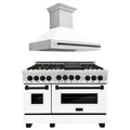 48 In. Gas Range and Range Hood with White Matte Finish N203