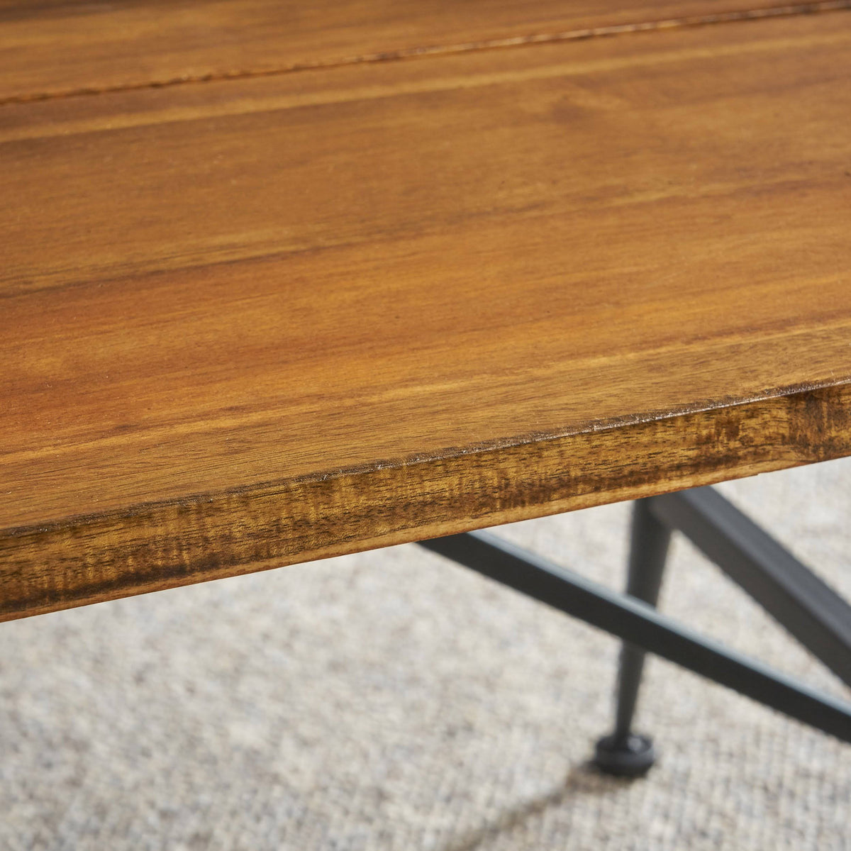 Rustic Industrial Acacia Wood Coffee Table with Metal Frame P65797