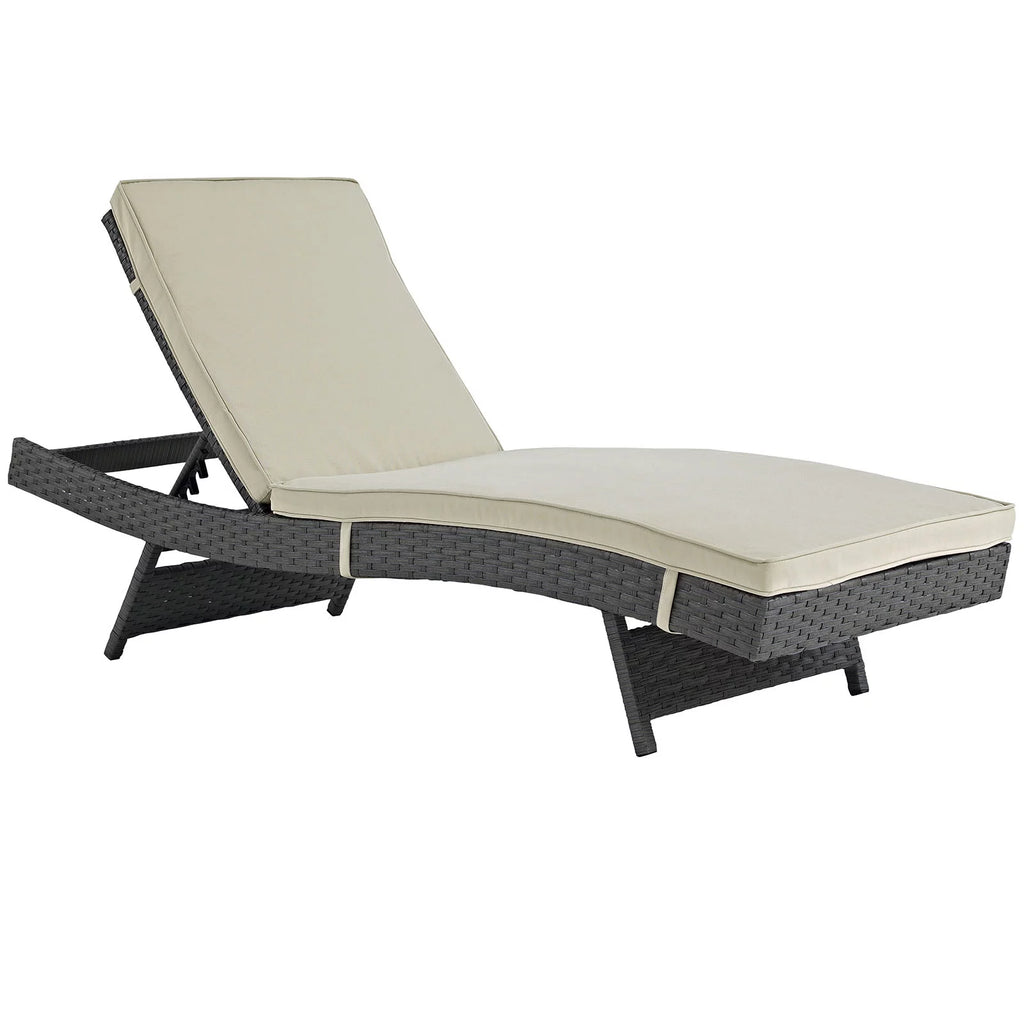 Antique Canvas Beige Outdoor Chaise Q396813