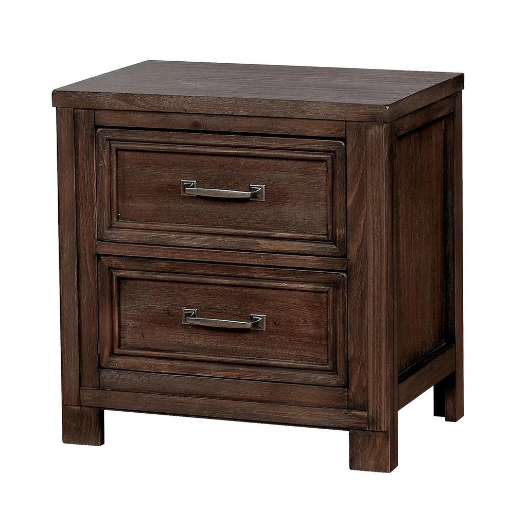 Solid Wood 2-Drawer Nightstand with USB L356