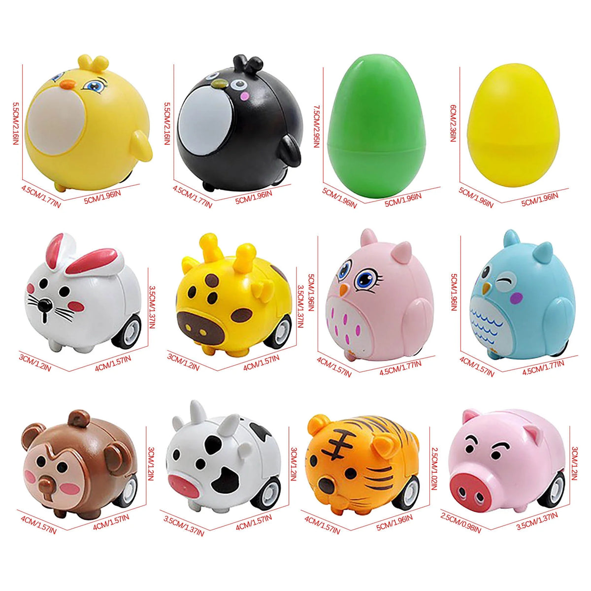 24pcs Children's Animal Car Eggs Toy Set W446