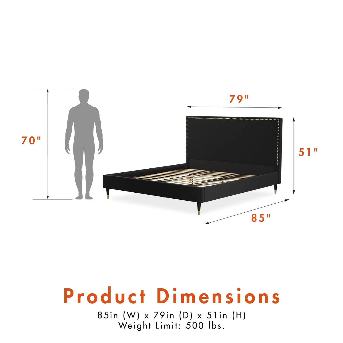 Black Velvet King Upholstered Bed C2993