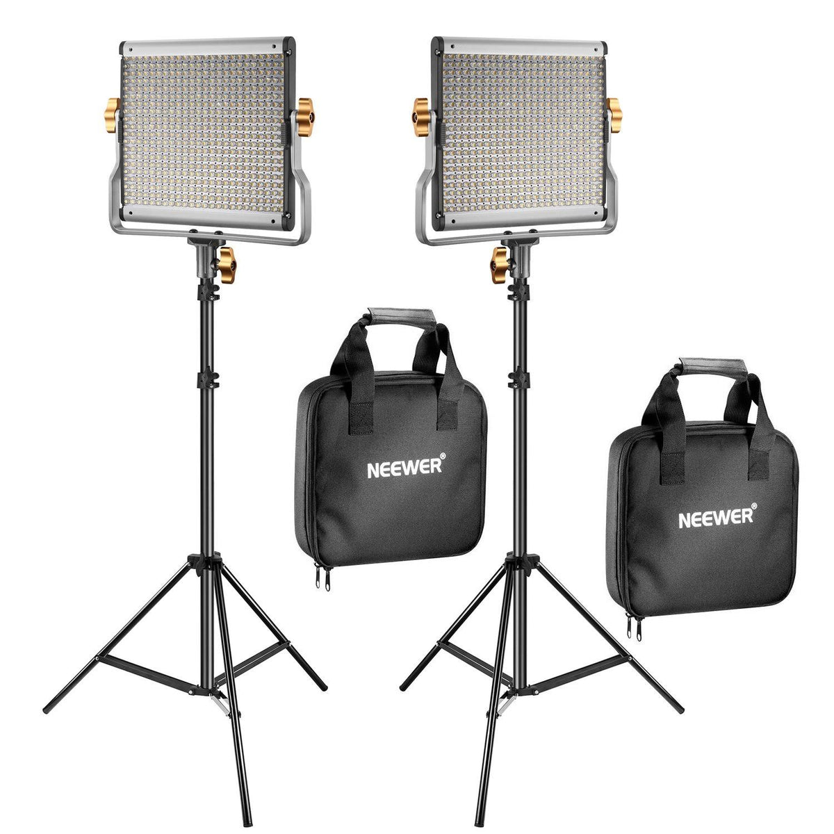 2 Packs Dimmable Bi-Color 480 LED Video Light and Stand Lighting Kit N1035