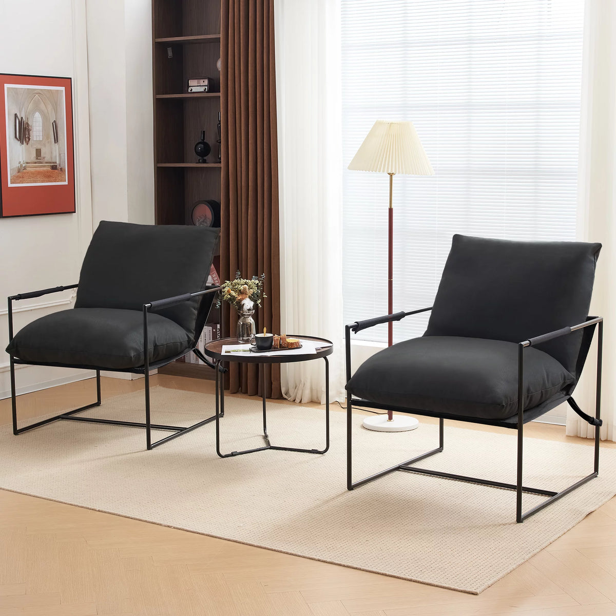 Black Sling Accent Chair Set of 2 G508