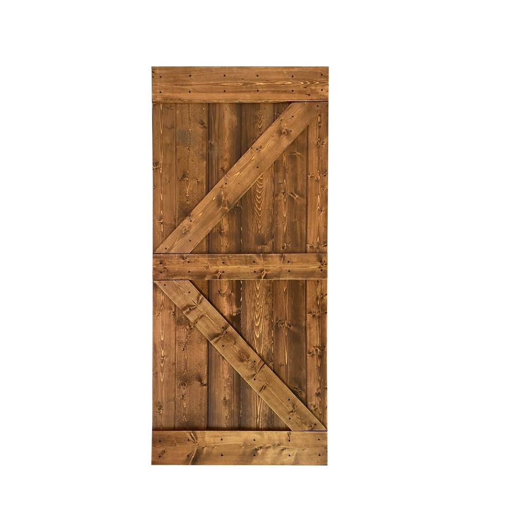 Red Walnut Stained Solid Pine Wood Interior Sliding Barn Door Slab M80005