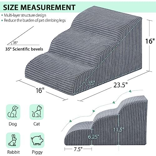2 Steps High Density Foam Waterproof Pet Stairs with Removable Washable Cover O8353