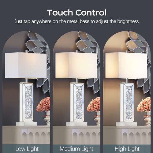 White Fabric Shade Table Lamp Set of 2 V209