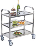 Stainless Steel 3 Tier Rolling Utility Cart with Locking Wheels U84018