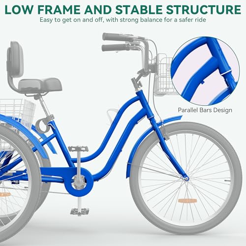24 & 26 Inch 3-Wheel Adult Tricycle with Front and Rear Baskets N14110