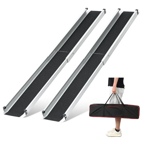 6FT Telescoping Aluminum Wheelchair Ramp with Storage Bag 600lbs Capacity (2 Pack) E696