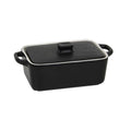 10 oz. Black Rectangle Stoneware Dish with Lid E3570