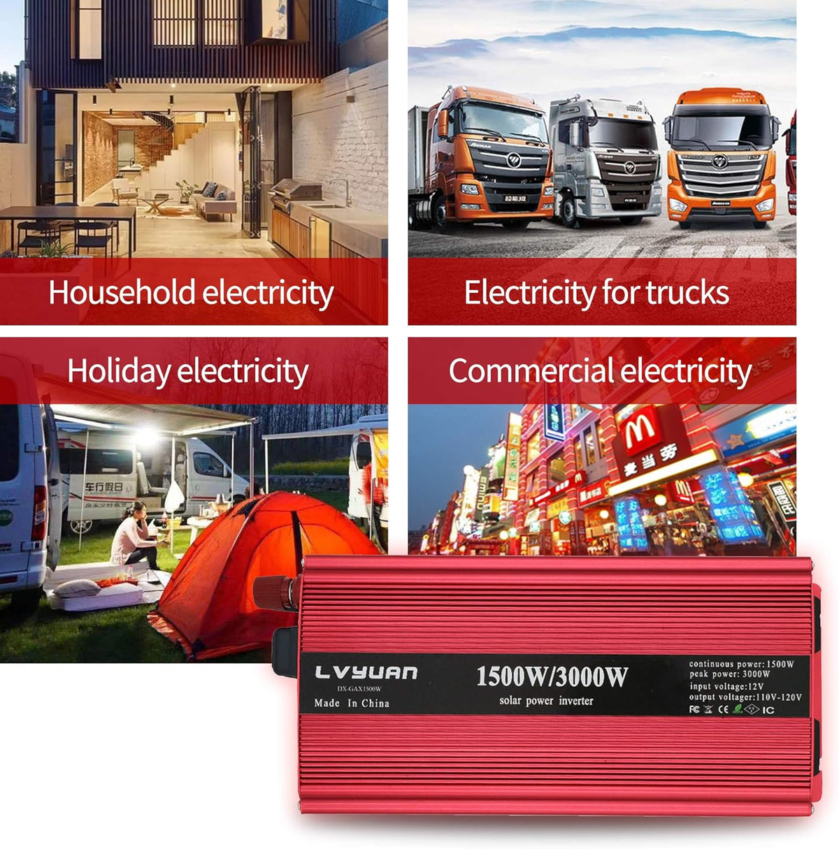 1500W Power Inverter with Dual AC Outlets and Dual USB Pack of 2 H172052